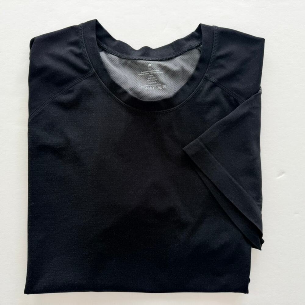 Fabletics Men's Black Mesh Short Sleeve Tee Black XXL Gym Run Crossfit